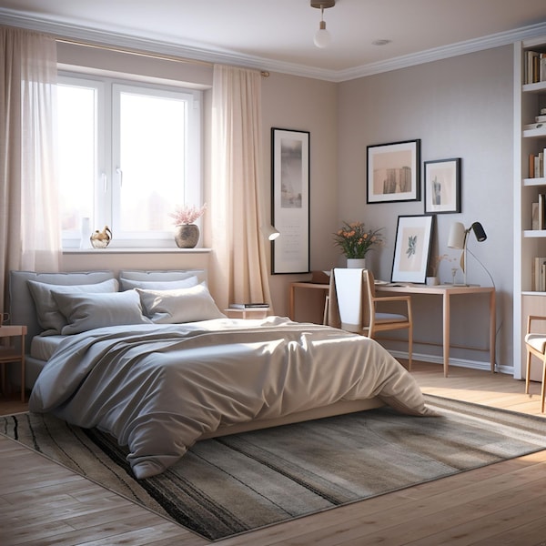 Homeroots 5 x 8 ft. Cream & Tan Abstract Marble Area Rug 394982 - main